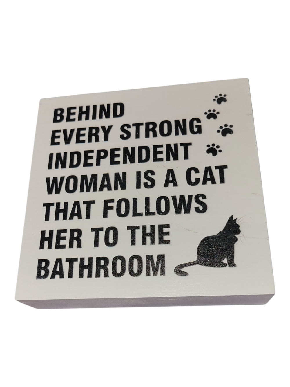 Funny Cat Bathroom Sign - Black on White